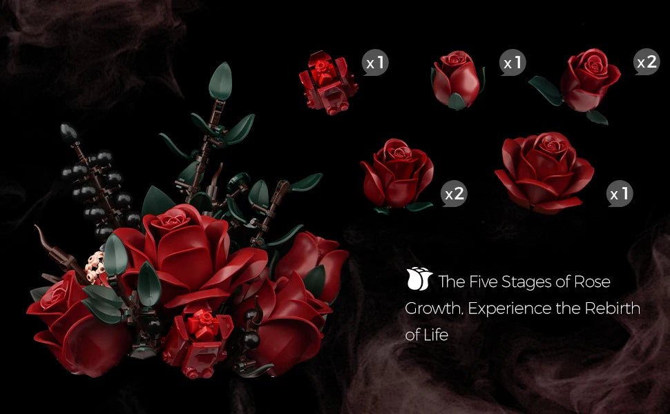 Gothic Skull Flowers Building Blocks Set - Halloween Decor & Gifts - silverfoxgoods